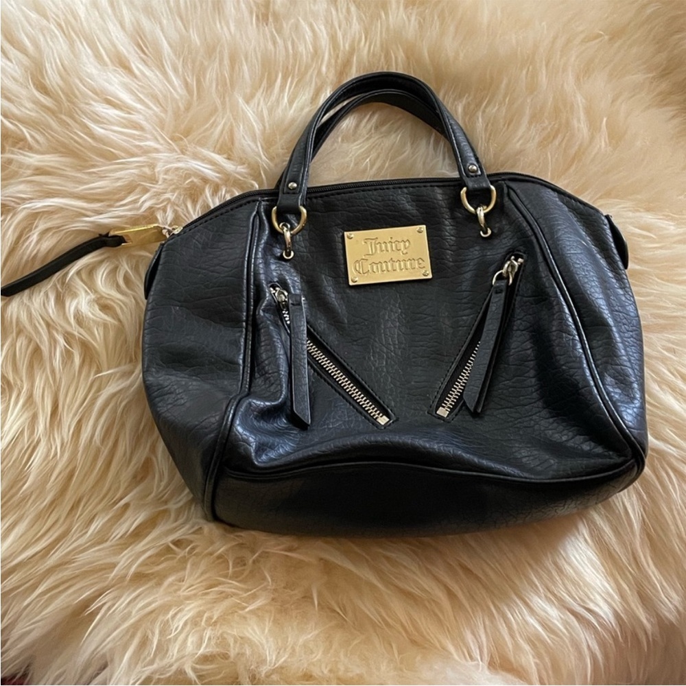 Juicy Couture Mini Black Satchel Mini Purse Handbag Faux Snake texture Crossbody - Picture 3 of 15